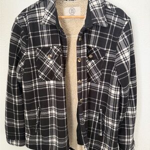 Plaid Black and White Utility Jacket